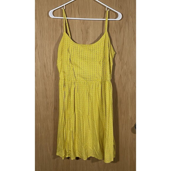Old Navy Dresses & Skirts - Old Navy Pintuck Yellow Ditzy Floral Summer Mini Dress Side Zip Women's Petite L